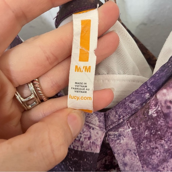 Lucy Purple and Black Space Rock Print Flowy Athletic Brami Top sz Medium - Picture 2 of 5